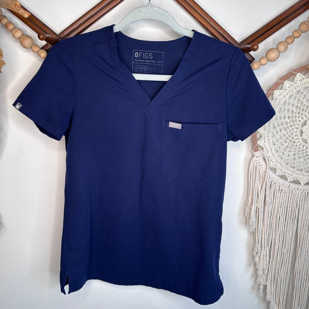 Figs Navy Blue Scrub Top